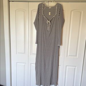 Aerie Black and White Striped Long Sleeve Dress